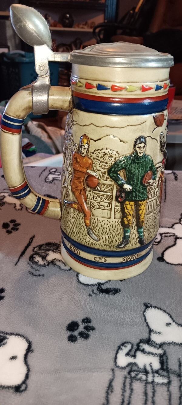 Vintage 1983 Avon Great American Football Ceramic Stein Cup